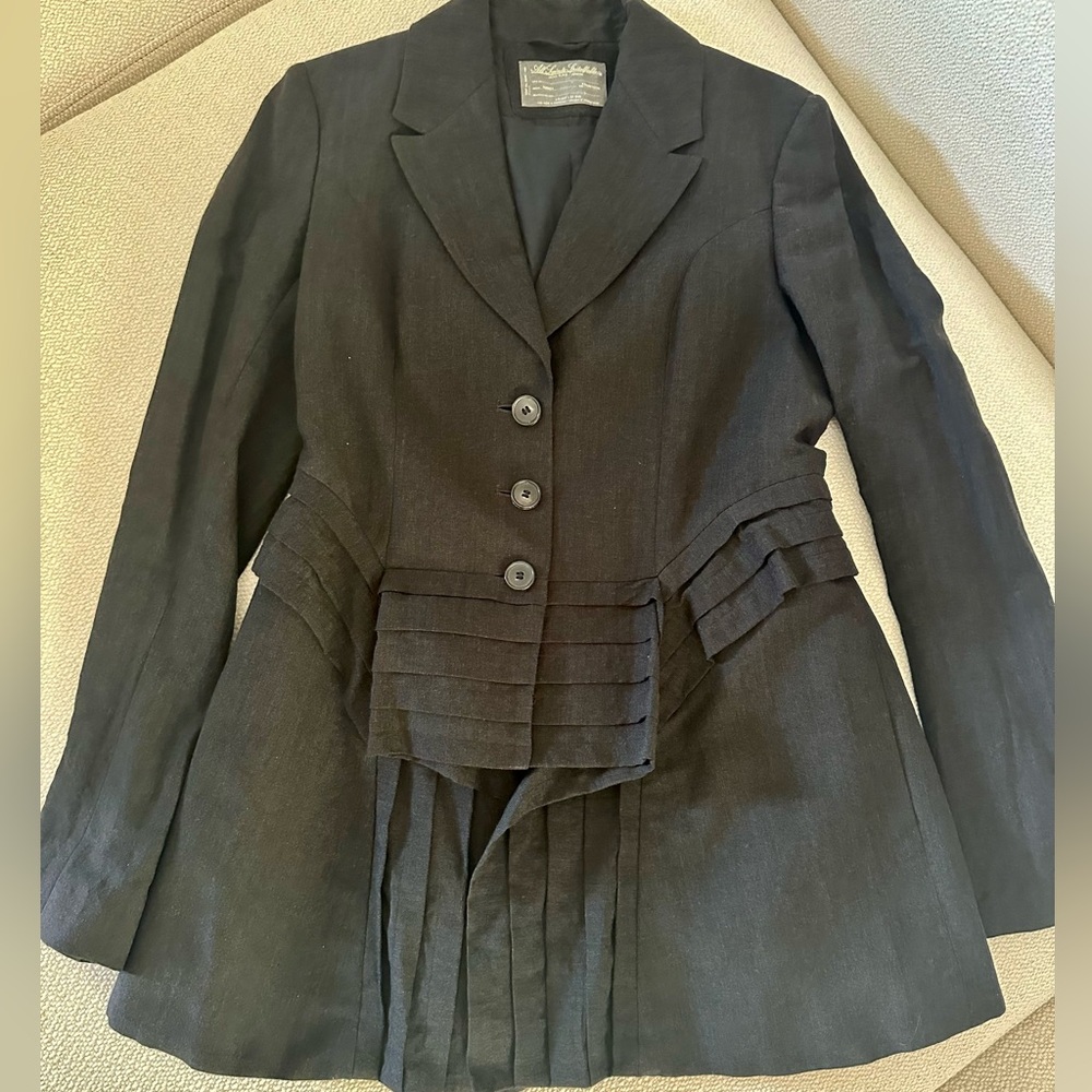 Elegant All Saints Grey/soft Black Blazer with Pleated Design